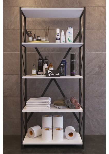 Mony Metal Banyo Rafı Ünite 5 Raflı Banyo Düzenleyici Raf Deterjan Havlu Rafı Havluluk 150 cm Beyaz fiyatları