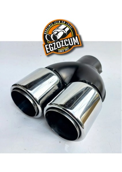 76 Mm. Krom Düz Eşit (Dual) Çift Çıkışlı Paslanmaz Içi Borulu Takım Egzoz Eksoz Ucu (2 Adet) Uyumlu modelleri