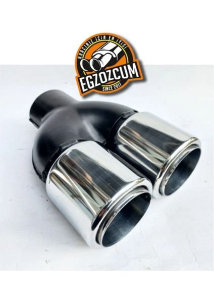 76 Mm. Krom Düz Eşit (Dual) Çift Çıkışlı Paslanmaz Içi Borulu Takım Egzoz Eksoz Ucu (2 Adet) Uyumlu fırsatları