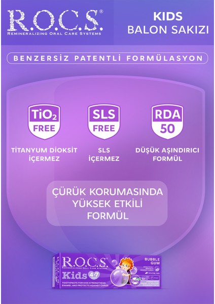 Kids 4-7 Yaş Balon Sakızı Tadında Diş Macunu 45 gr-YENİ AMBALAJ