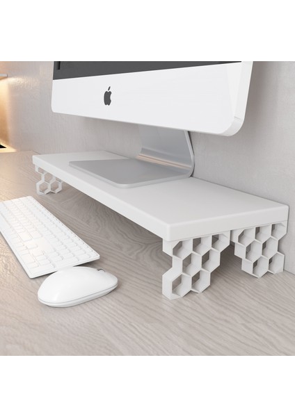 Monitör Yükseltici Model No : 3 - Bilgisayar Ekran Yükseltici - Renkli Altıgen Desenli Tasarım