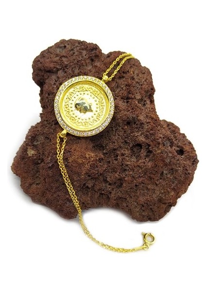 Zirkon Taşlı Çeyrekli Bayan Gümüş Bileklik