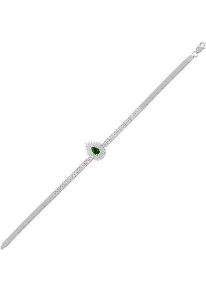 Dionisos Zümrüt Taşlı Su Yolu Gümüş Bileklik