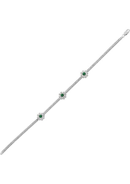 Ahenk Zümrüt Taşlı Su Yolu Bayan Gümüş Bileklik fiyatları