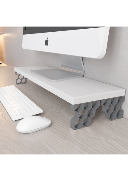 Monitör Yükseltici Model No : 3 - Bilgisayar Ekran Yükseltici - Renkli Altıgen Desenli Tasarım
