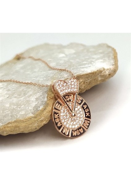 Rose Renk Çarkıfelek Bayan Gümüş Kolye fiyatları