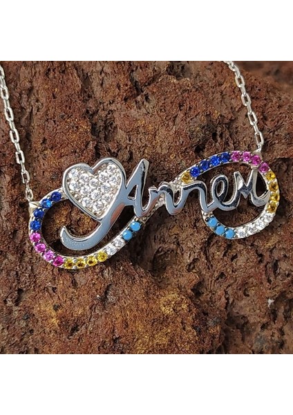 Mix Zirkon Taşlı Annem Sonsuzluk Bayan Gümüş Kolye fiyatları