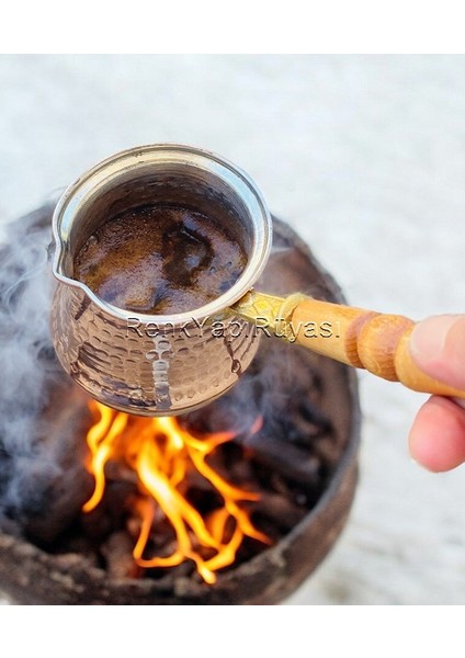 Bakır Cezve, El Yapımı Bakır Dövme Cezve, Isınmaya Karşı Ahşap Sap indirimleri