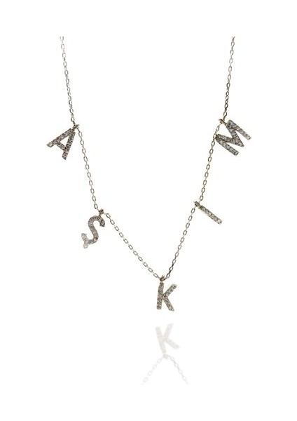 Zirkon Taşlı Aşkım Yazılı Bayan Gümüş Kolye