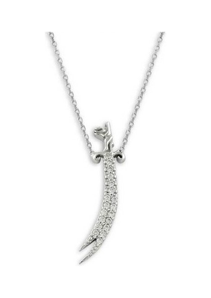 Bayan Zirkon Taşlı Gümüş Zülfikar Kolye