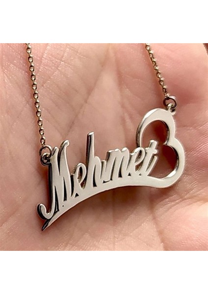 Kişiye Özel Isimli Kalpli Bayan Gümüş Kolye fiyatları