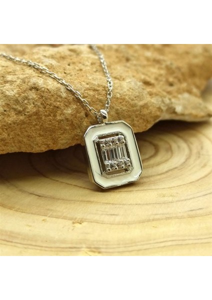 Zirkon Taşlı Kare Bayan Gümüş Kolye Gklkarezırn-Gms fiyatları