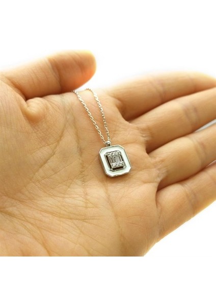 Zirkon Taşlı Kare Bayan Gümüş Kolye Gklkarezırn-Gms modelleri