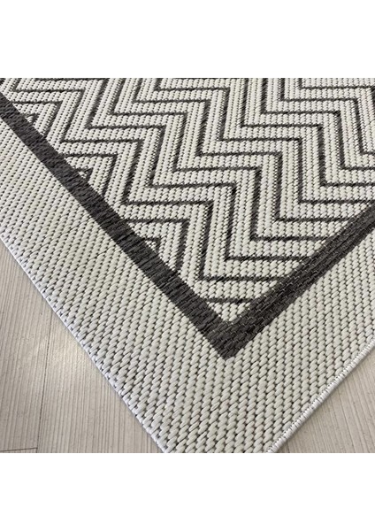 Jüt Sisal Gri Beyaz Makine Halısı 9718