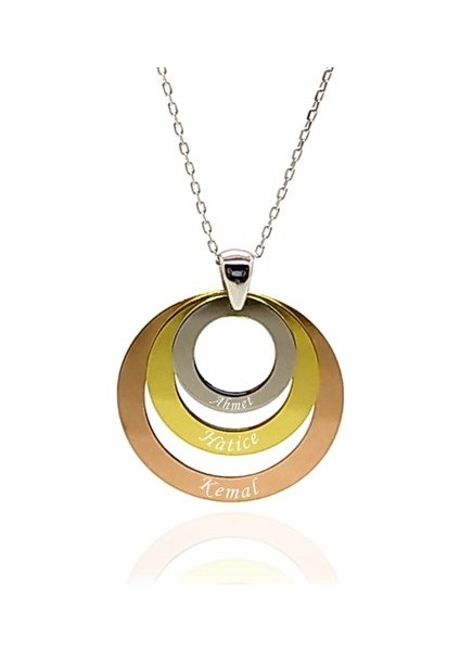 Kişiye Özel 3 Isimli Bayan Gümüş Kolye