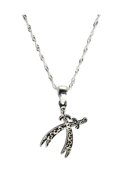 Çift Zülfikarlı Bayan Gümüş Kolye