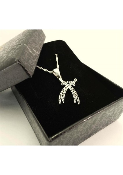 Çift Zülfikarlı Bayan Gümüş Kolye modelleri