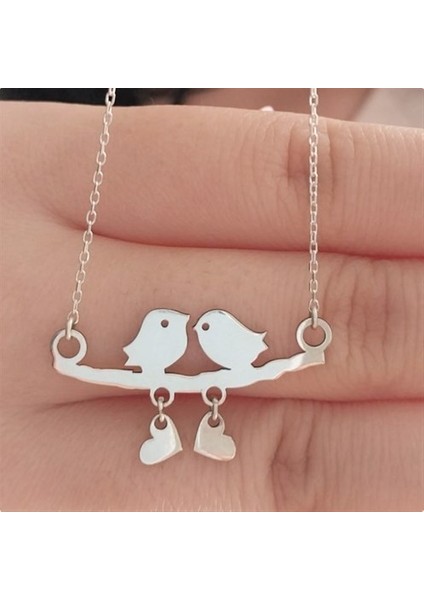 Kadın Dalda Çifte Kuş Model 1 925 Ayar Gümüş Kolye (14 Şubat Sevgililer Günü Hediyesi) fiyatları