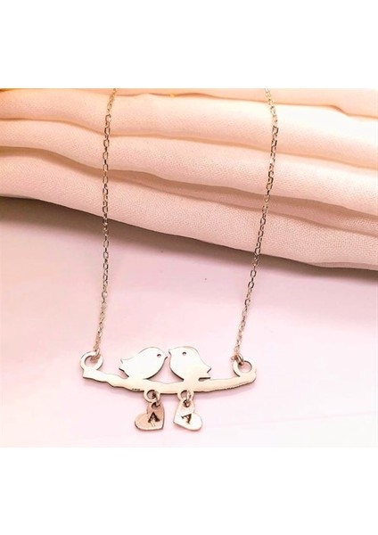 Kadın Dalda Çifte Kuş Model 1 925 Ayar Gümüş Kolye (14 Şubat Sevgililer Günü Hediyesi) modelleri