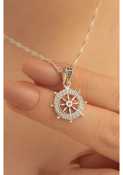 Gemi Dümeni Gümüş Bayan Kolye