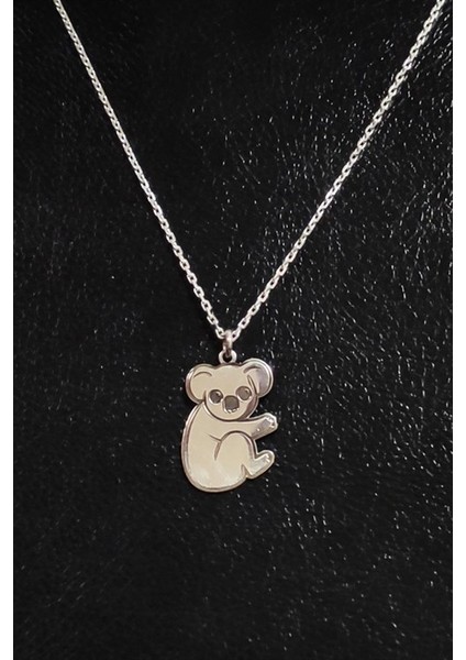 Koala Modelli Bayan Gümüş Kolye Zincir GKLKOALA001-GMS