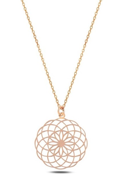 Rose Renk Yaşam Çiçeği Model 4 Bayan Gümüş Kolye Gklysmccgm4-Ros