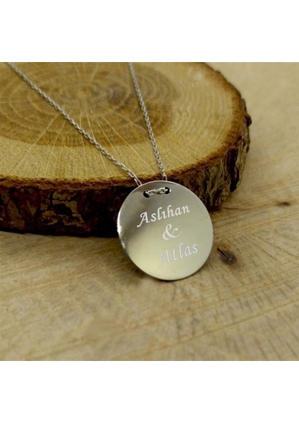 Isim Yazılabilen Sade Yuvarlak Plaka 925 Ayar Gümüş Kolye Gklgmsplaka modelleri