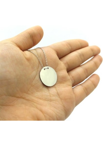 Isim Yazılabilen Sade Yuvarlak Plaka 925 Ayar Gümüş Kolye Gklgmsplaka indirimleri