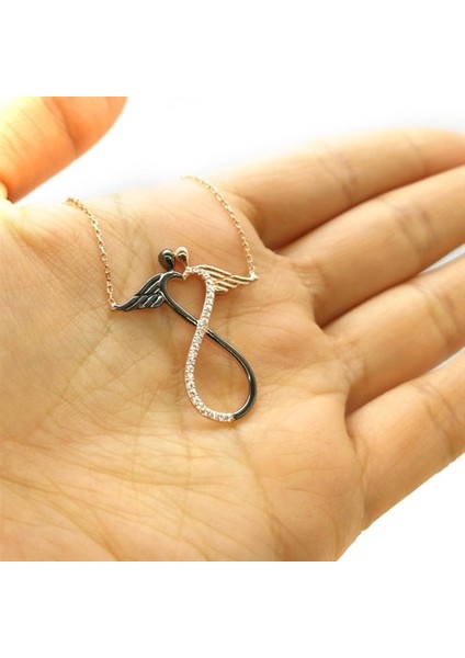 Kanatlı Melek Sonsuzluk Bayan Gümüş Kolye Gklkntsonzl-Ros modelleri