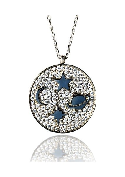 Zirkon Taşlı Galaksi Bayan Gümüş Kolye
