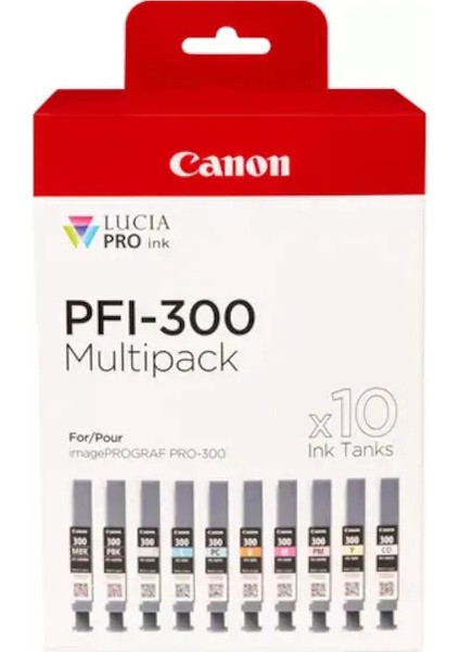 PFI-300 Mbk/pbk/co/gy/r/c/m/y/pc/pm 10 Mürekkep Kartuşu Çoklu Paket fiyatları