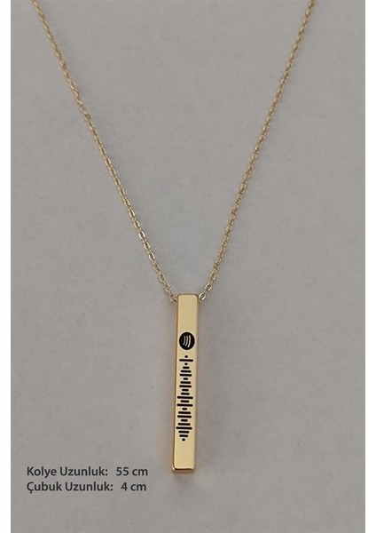 Spotify Şarkı Kodlu Bijuteri Altın Renk Bar Çubuk Kolye Blok Zincir Bklspotykly-Alt fiyatları