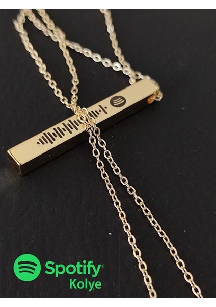 Spotify Şarkı Kodlu Bijuteri Altın Renk Bar Çubuk Kolye Blok Zincir Bklspotykly-Alt fırsatları