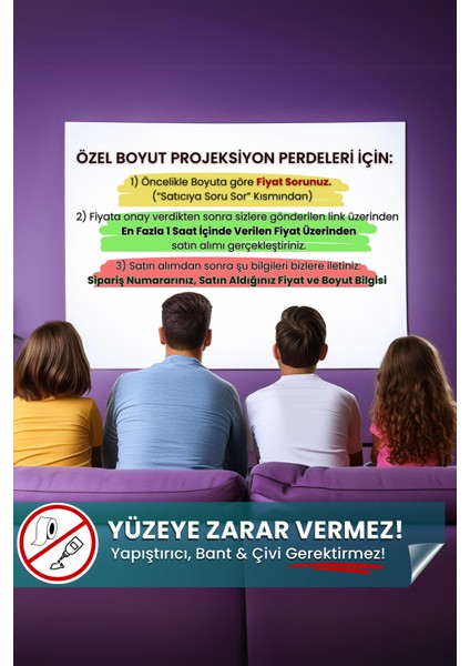 Pi Papers Özel Boyut Siparişleri Için Projeksiyon Perdesi, Duvar Ev Sineması, Duvar Projeksiyon Perdesi