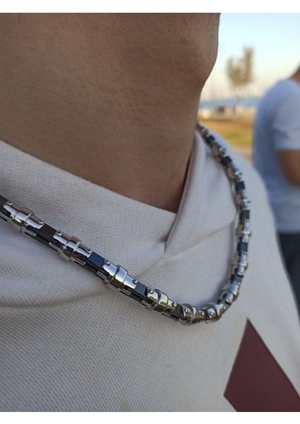 Boru Model Paslanmaz Çelik Erkek Kolye