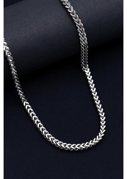 Erkek Kolye - Kare Kesim Model Erkek Çelik Kolye - Gümüş Renk - 5 mm Kalınlık - Paslanmaz Çelik modelleri