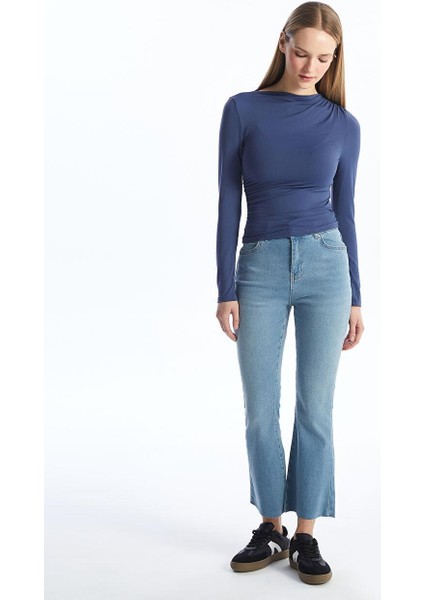 Orta Indigo Rodeo Mars Flare Kadın Jean Pantolon