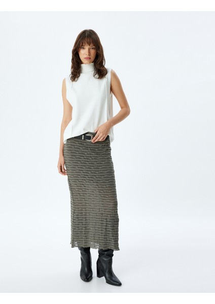 Midi Boy Kalem Etek Yarı Transparan Çizgili Astarlı fiyatları