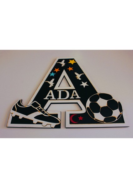 Beşiktaşlı Çoçuk Odası Kapı & Duvar Süsü Kişiye Özel A Harfi modelleri