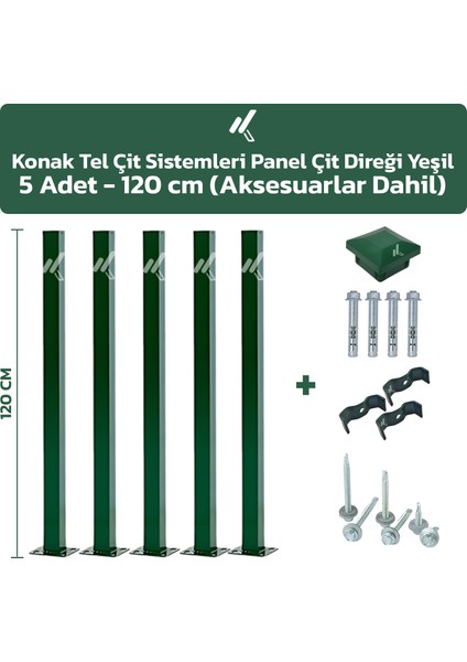 ÇİT SİSTEMLERİ 5 ADET PANEL ÇİT DİREĞİ 120 CM AKSESUARLAR DAHİL