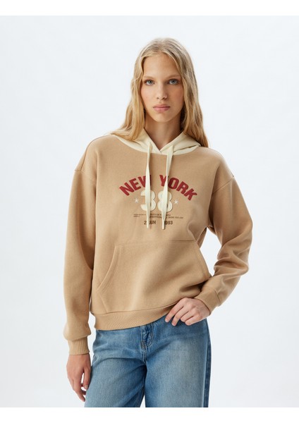 Kolej Sweatshirt Kapüşonlu Baskılı Kanguru Cepli Rahat Kalıp modelleri