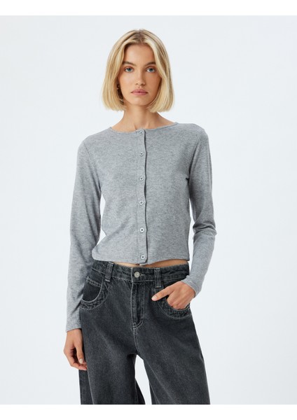 Düğmeli Hırka Yuvarlak Yaka Uzun Kollu Slim Fit modelleri