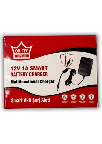 12V 5AH Bakımsız Kuru Akü - Ortec 12V 1A Şarj Aletli Set