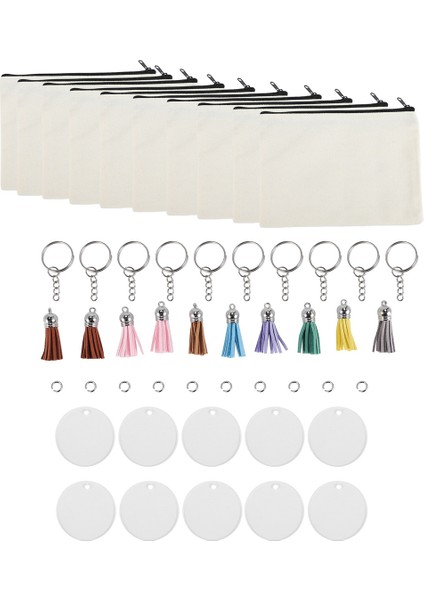 10 Adet Süblimasyon Boşlukları Kese Dıy Isı Transferi Makyaj Çantaları Demir On Transfer Fermuar Kanvas Kalem Kutusu Kadınlar Çocuklar Için (Yurt Dışından)