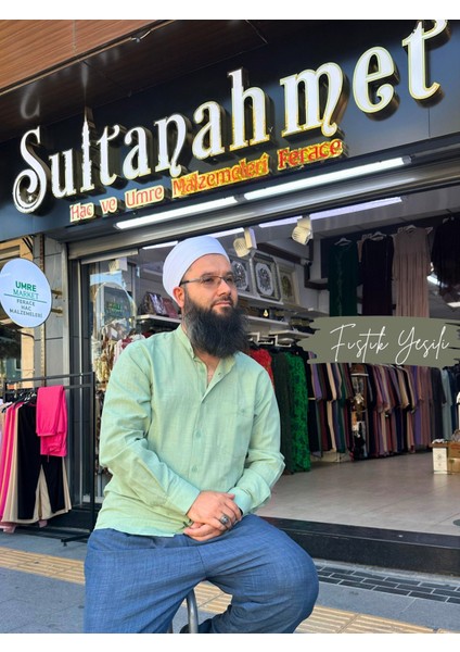 Tam Düğme Keten Saffan Gömlek
