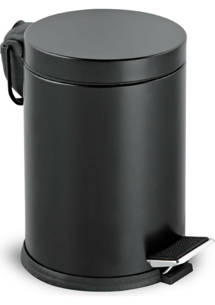 Siyah Renkli Paslanmaz Koram Pedallı 5 Lt Çöp Kovası