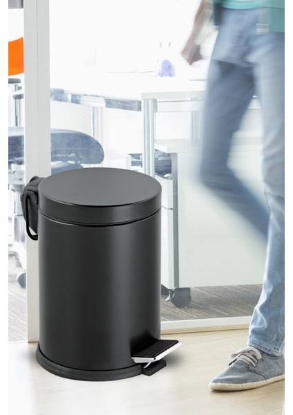 Siyah Renkli Paslanmaz Koram Pedallı 5 Lt Çöp Kovası fırsatları