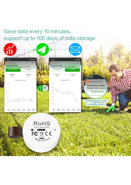 Termometre Higrometre Kablosuz Bluetooth Dış Mekan Termometresi Akıllı Ev Sıcaklık ve Nem Sensörü (Yurt Dışından)