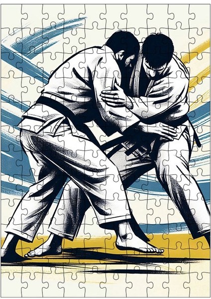 Ahşap Mdf Puzzle Yapboz Karate Yapan Insanlar 120 Parça 25*35 cm