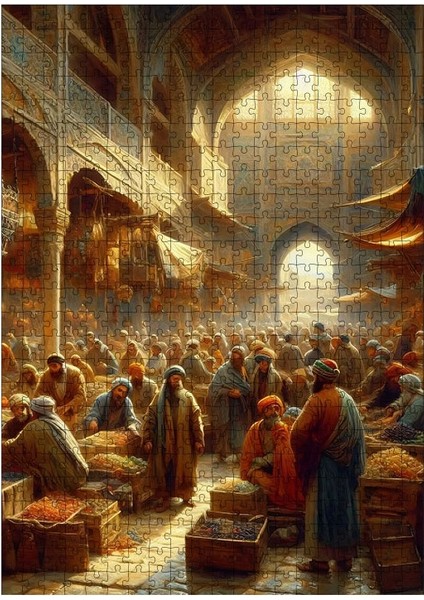 Ahşap Mdf Puzzle Yapboz Osmanlı Döneminde Pazar 500 Parça 50*70 cm